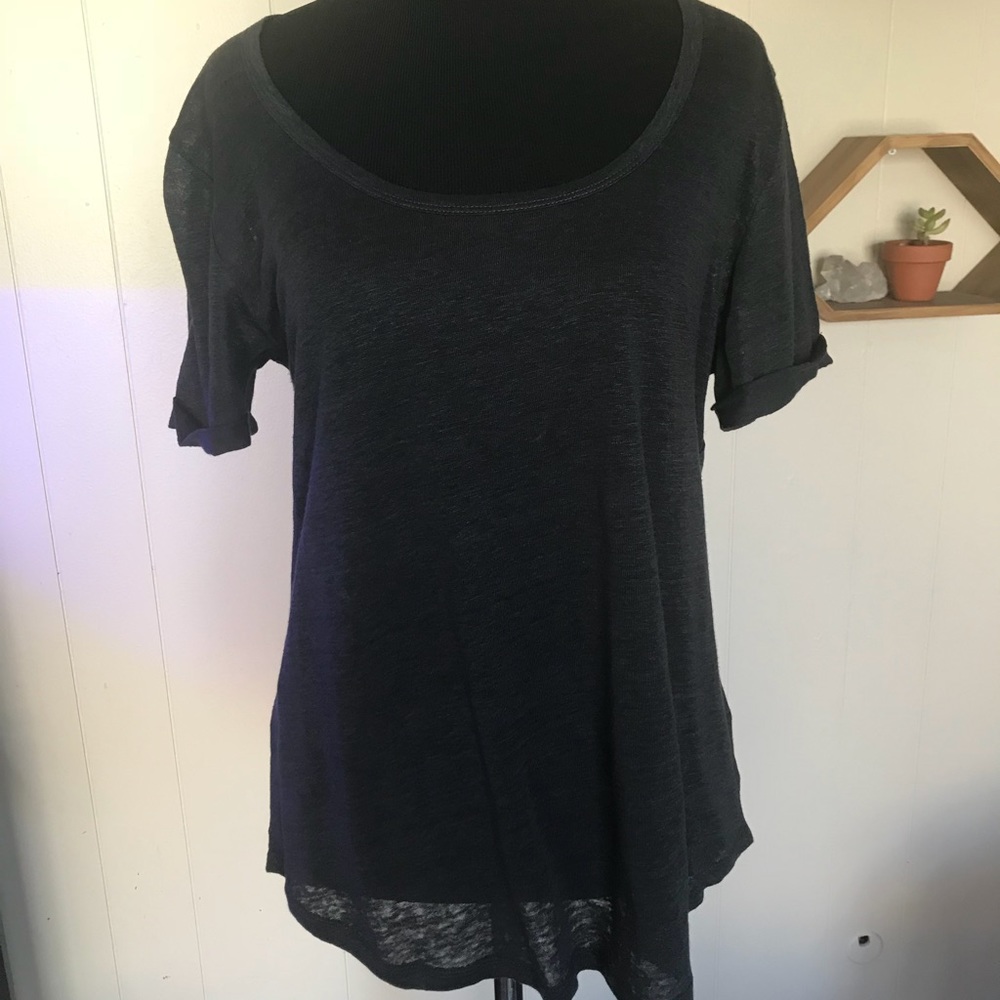 Charcoal sheer OBEY top